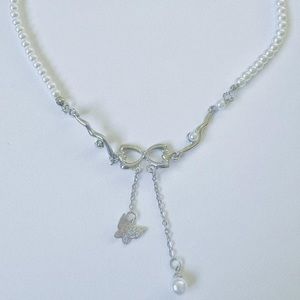 Y2K Silver butterfly necklace